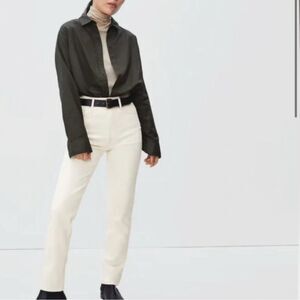 NWT 110.00 Everlane Womens The Original Cheeky Jean Ecru Ivory Size 28